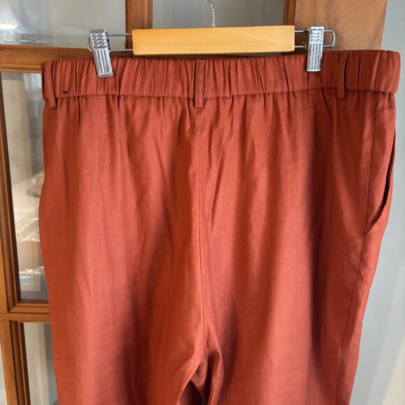 Express Women Linen Ankle High Rise pants. SZ: Large/ Burnt Orange color - Picture 9 of 12